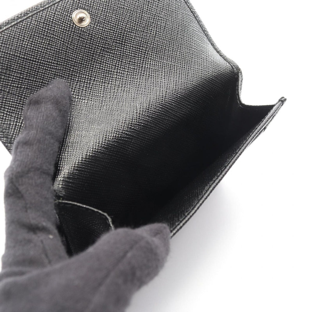 Prada Bifold Wallet Tessuto Black Nylon Saffiano Leather Triangle Logo — view 5