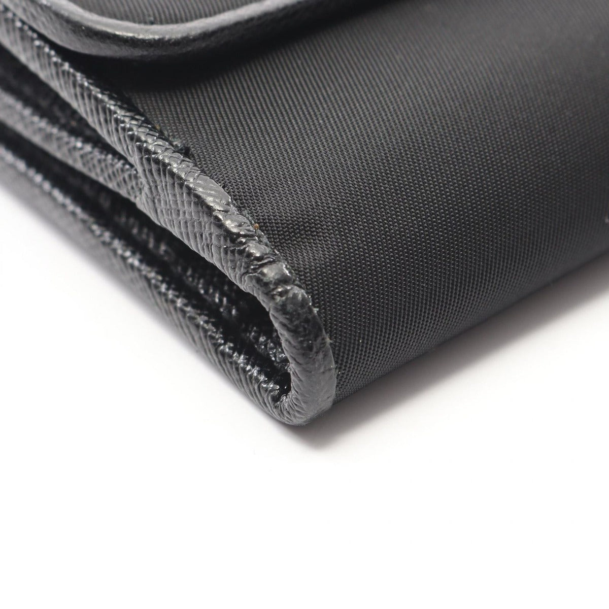 Prada Bifold Wallet Tessuto Black Nylon Saffiano Leather Triangle Logo — view 7