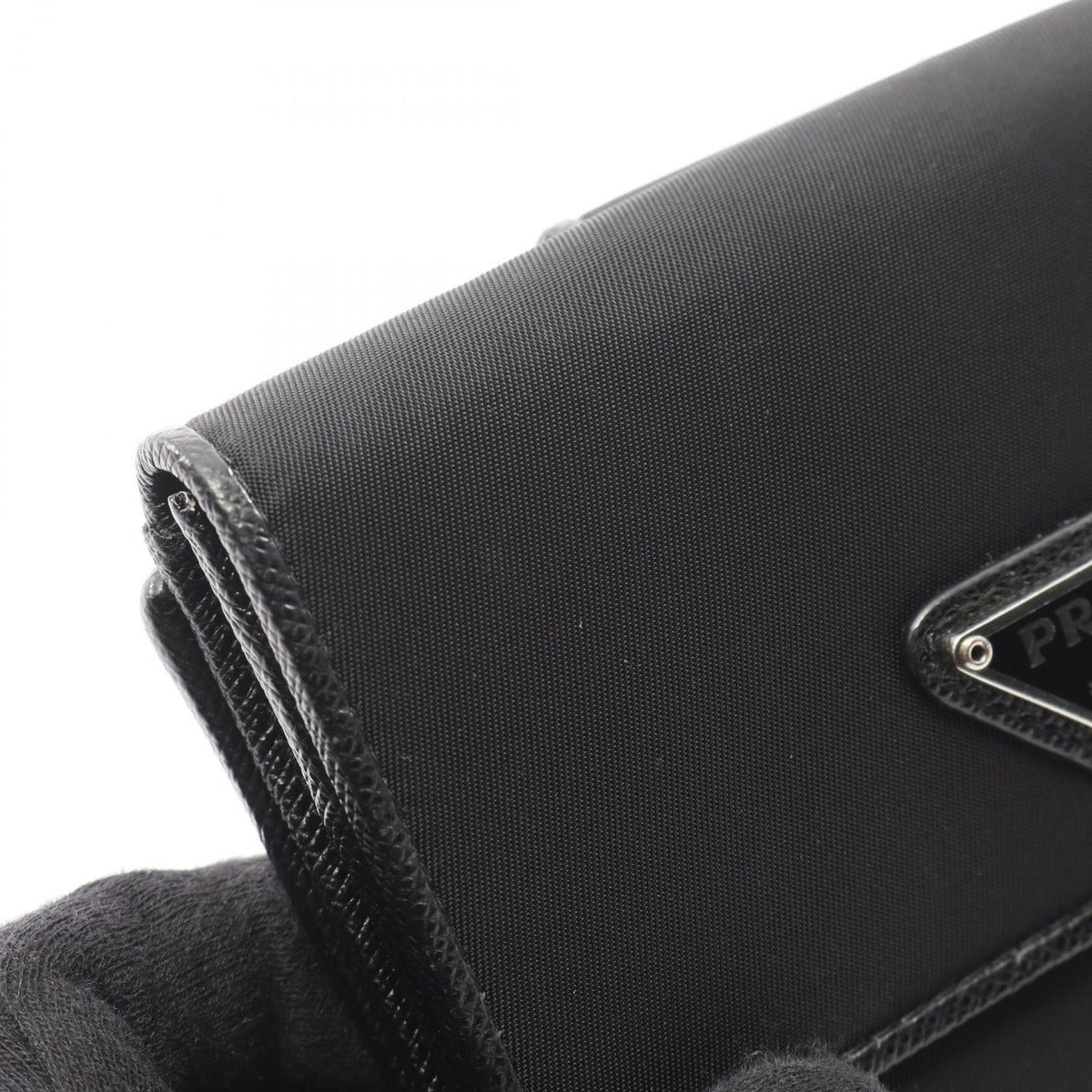 Prada Bifold Wallet Tessuto Black Nylon Saffiano Leather Triangle Logo — view 8
