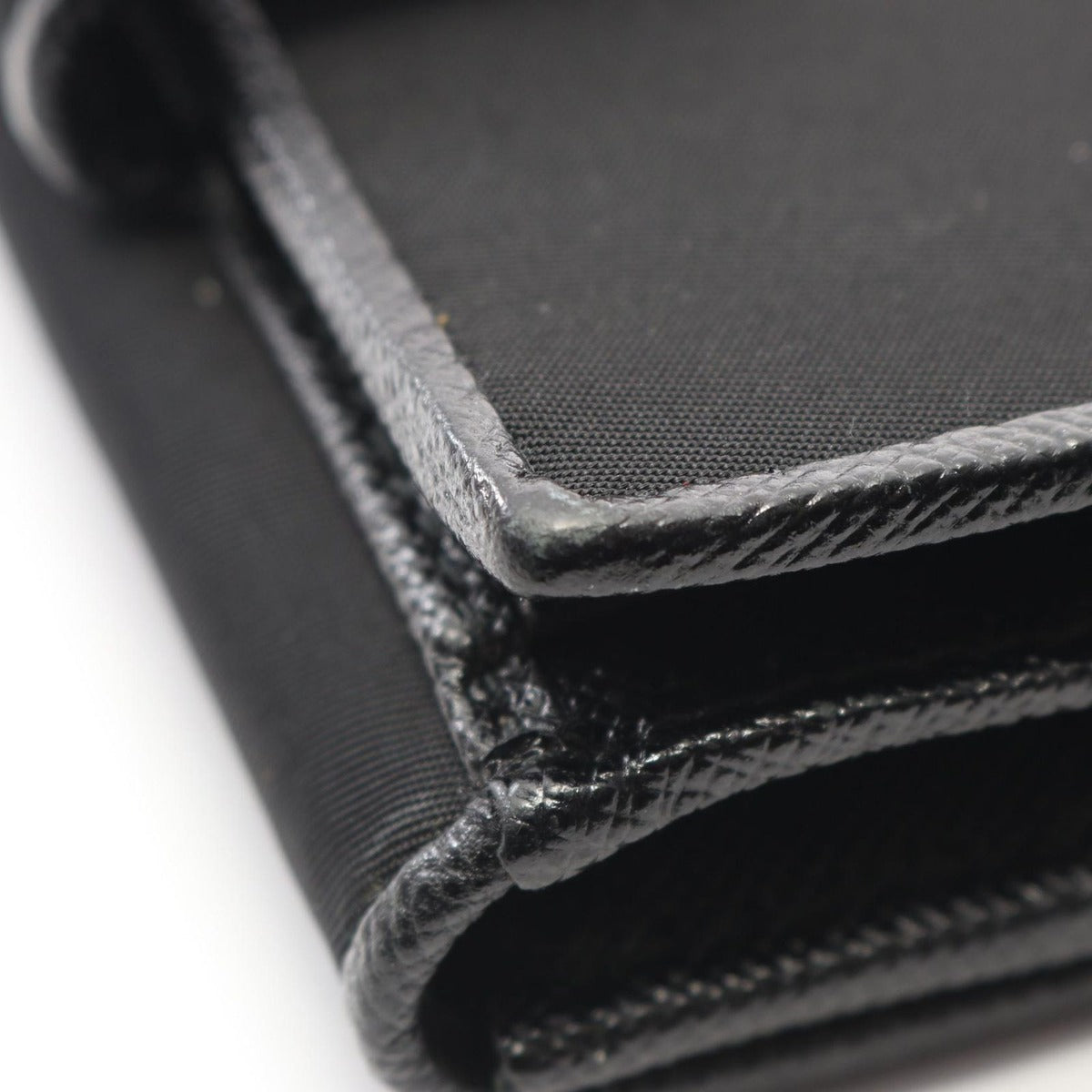 Prada Bifold Wallet Tessuto Black Nylon Saffiano Leather Triangle Logo — view 9