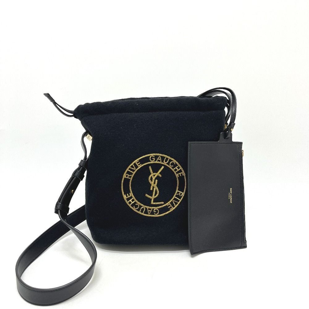Saint Laurent Paris Shoulder Bag Rive Gauche Canvas Black