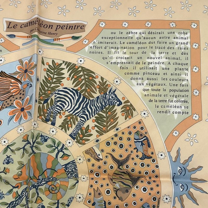 Hermes Le Cameleon Peintre Scarf Silk Multicolor