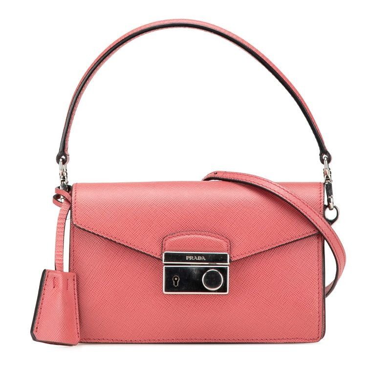 Prada Mini 2-Way Shoulder Bag Pink Saffiano Leather