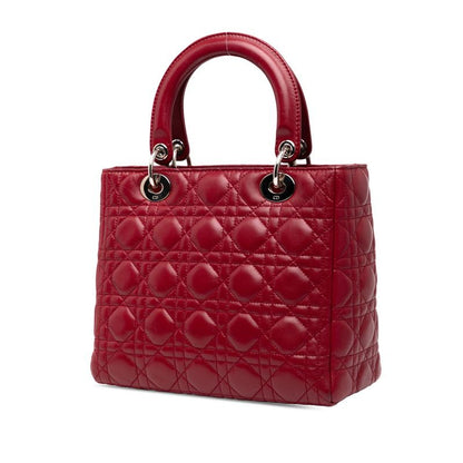 Dior Lady Dior Canage Medium Handbag Shoulder Bag 2WAY Red Leather Women's Dior
