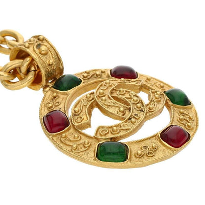 Chanel Coco Mark Gripore Color Stone Necklace Men's