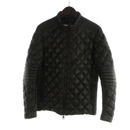 Moncler Giraudo Leather Down Jacket Quilted Zip Up Sheep 1 XS Black