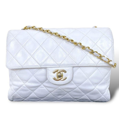 CHANEL 24K Vintage Flap Bag Lambskin Leather Quilted Chain Purse