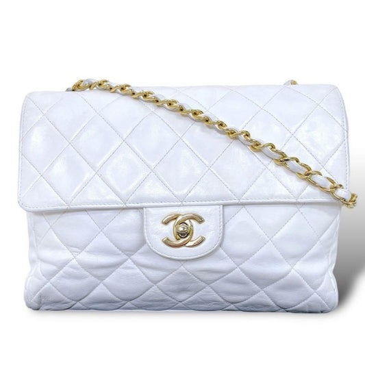 CHANEL 24K Vintage Flap Bag Lambskin Leather Quilted Chain Purse