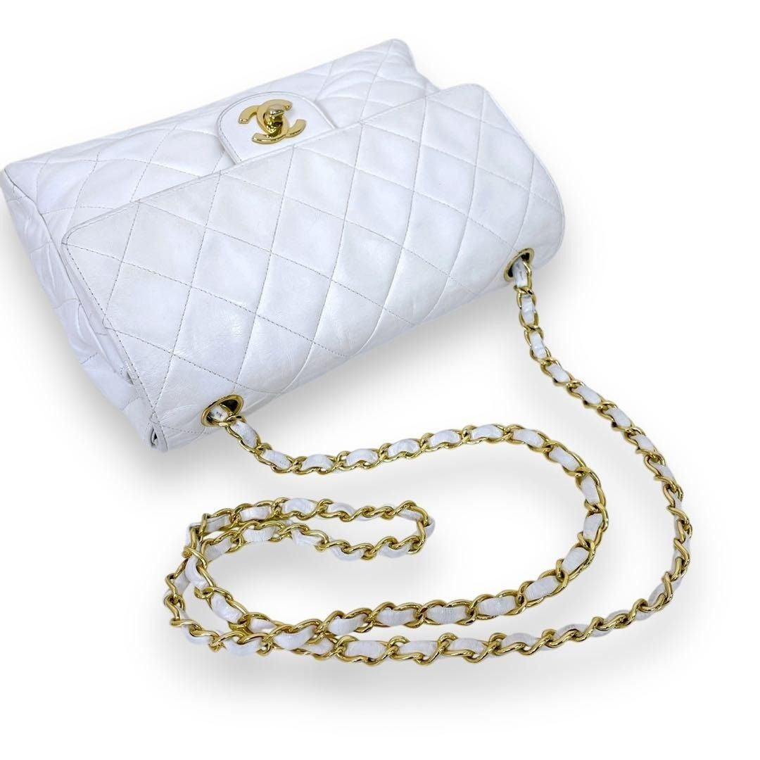 CHANEL 24K Vintage Flap Bag Lambskin Leather Quilted Chain Purse