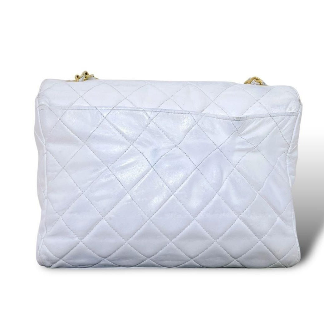 CHANEL 24K Vintage Flap Bag Lambskin Leather Quilted Chain Purse