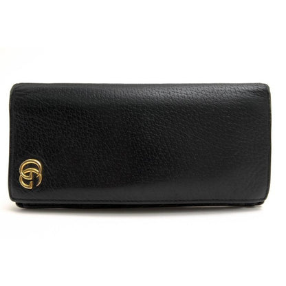 Gucci Long Wallet Men Leather Black GG Marmont with Coin Purse