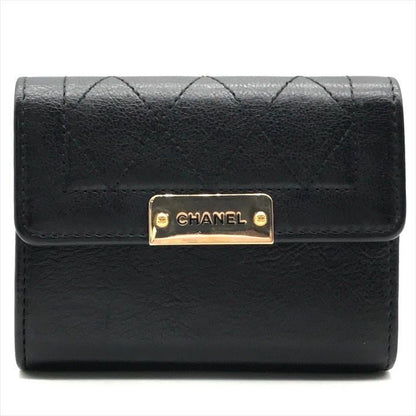 Chanel Logo Quilted Wallet Coin Case Black