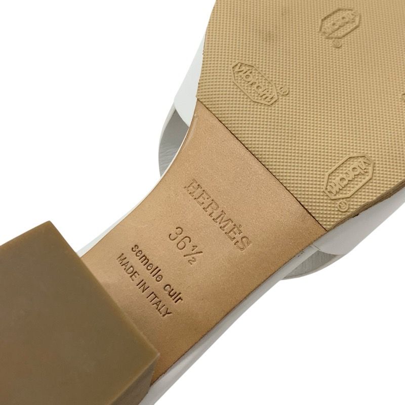 Hermes Mona Sandals Shoes Leather White Mules