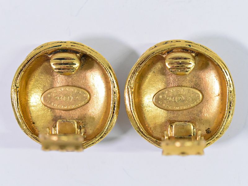 Authentic Chanel Coco Mark Earrings GP Gold Plated Coco Mark Accessories