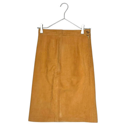 Loewe 90's Nubuck Leather Knee-Length Skirt 38(m) Brown