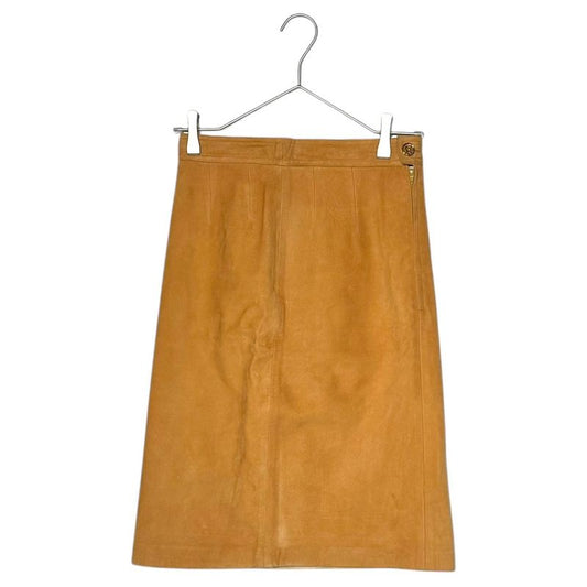 Loewe 90's Nubuck Leather Knee-Length Skirt 38(m) Brown