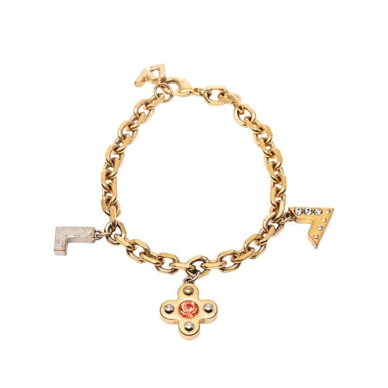 Louis Vuitton Love Letters Bracelet Gold Red Plated Line Stone