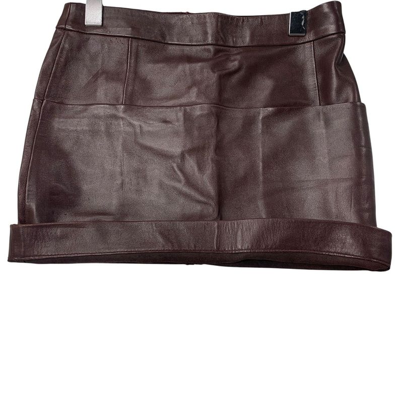 3247 Celine Dark Brown Leather Tight Skirt Size 34 Preowned Phoebe Period Lamb
