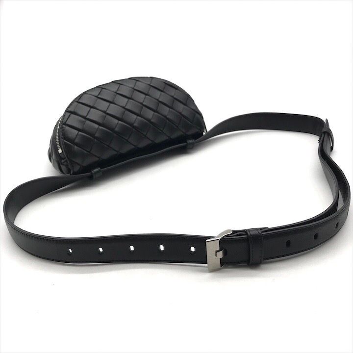 Bottega Veneta Belt Bag Waist Pouch Bag With Key Ring Black