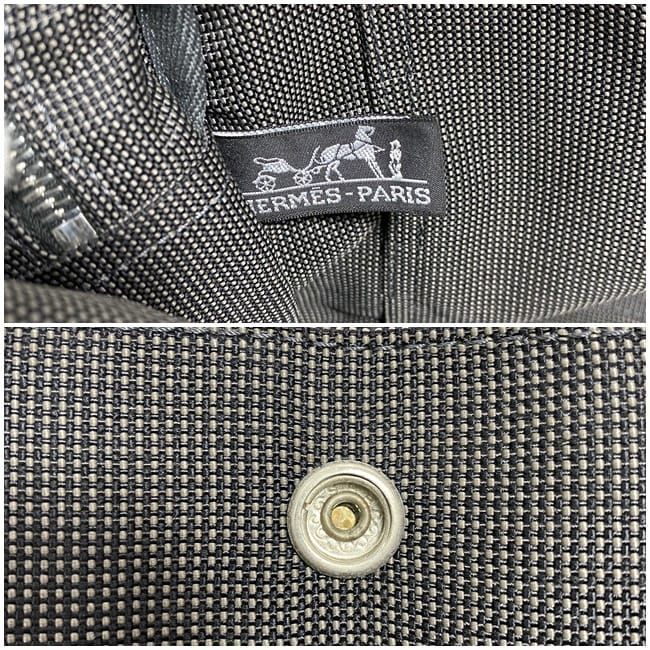 Hermes Tote Bag Tote MM Gray Her Line Excellent Condition Canvas