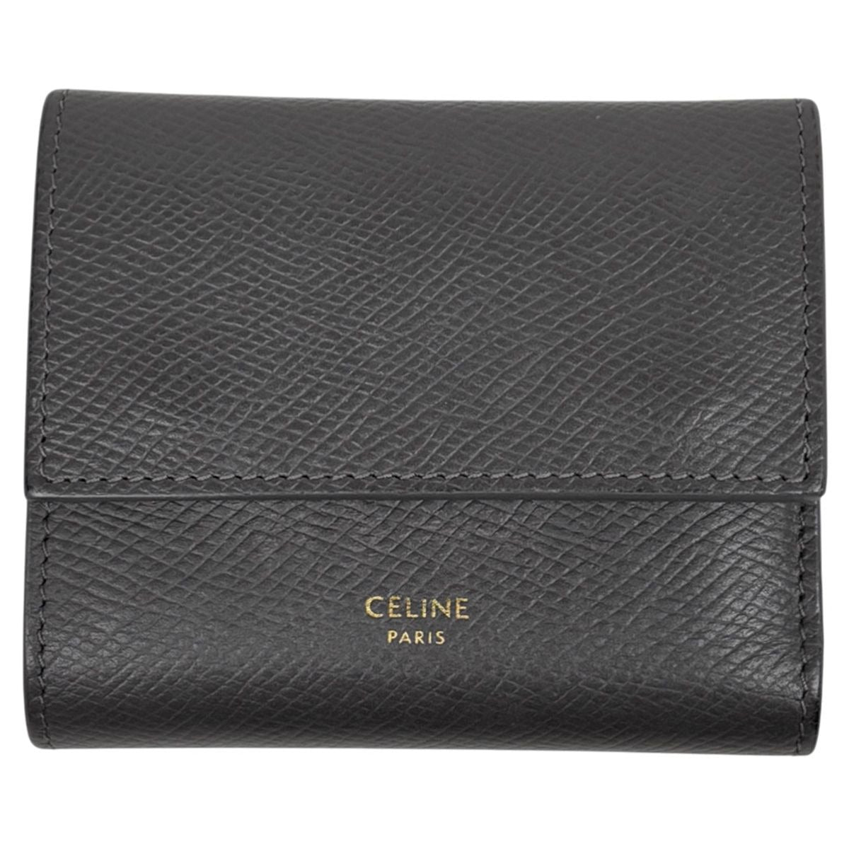 Celine Small Trifold Wallet Compact Leather Gray