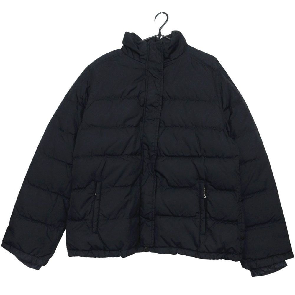 Prada Down Jacket Nylon Stand Collar Hood 44 S Navy
