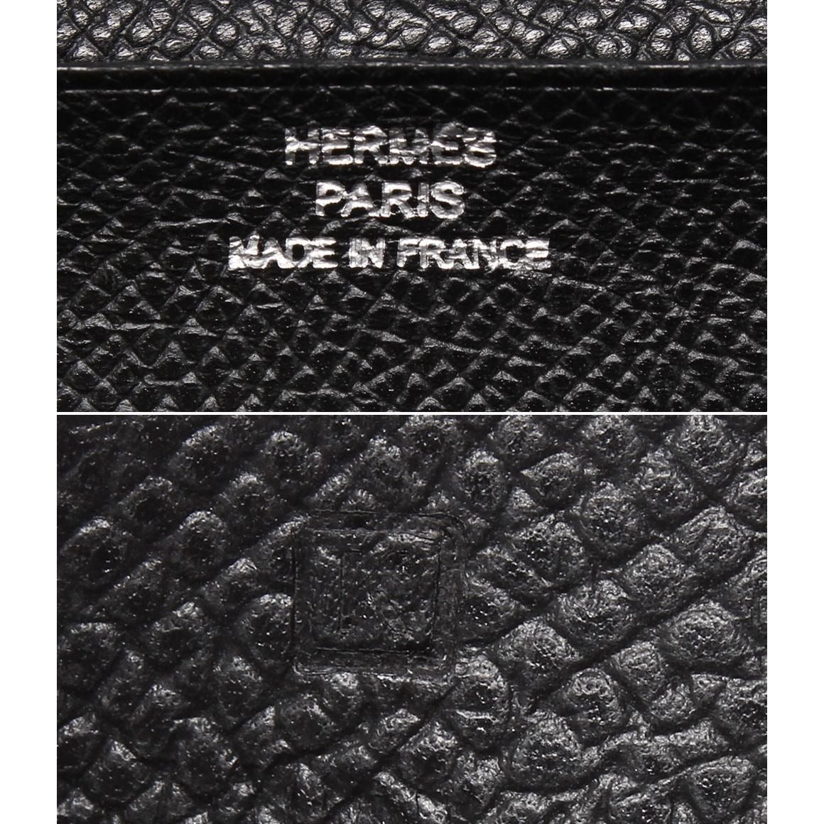 Hermes Trifold Wallet Silver Veau Epsom Bearn Dupri Black Size Details — view 5