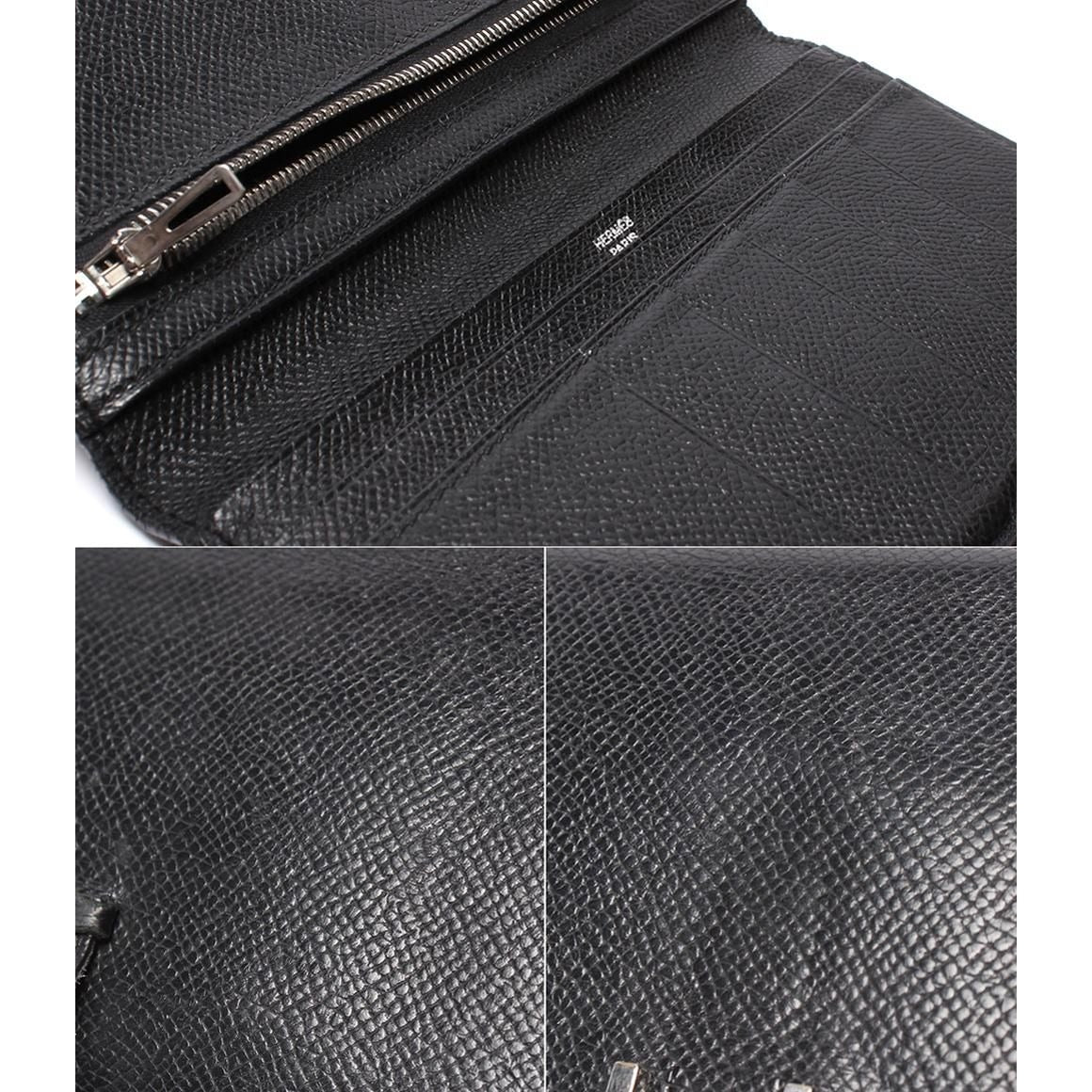 Hermes Trifold Wallet Silver Veau Epsom Bearn Dupri Black Size Details — view 9