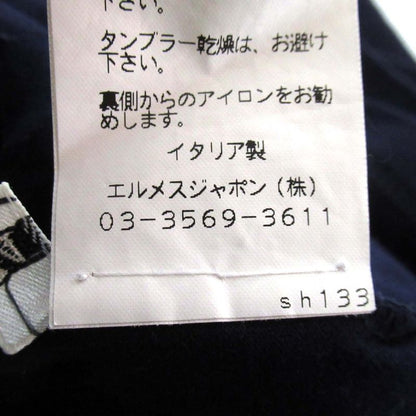 Hermes Exlibris Short Sleeve Crew Neck T-Shirt Size 34 Navy Women's Used