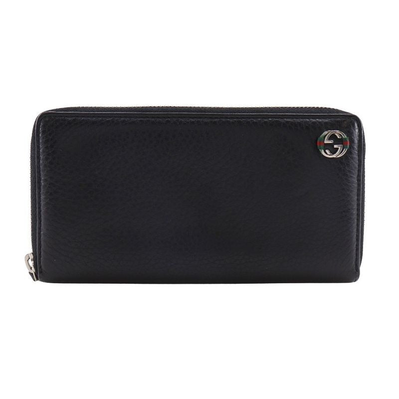 Gucci Sherry Line Inter-locking G Leather Black Long Wallet