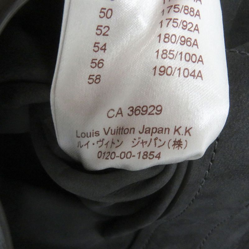 Louis Vuitton Sheepskin Fly Front Suede Leather Stencil Collar Coat Gray 46