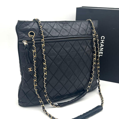 Chanel Quilted Shoulder Bag Lambskin Black