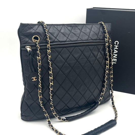 Chanel Quilted Shoulder Bag Lambskin Black