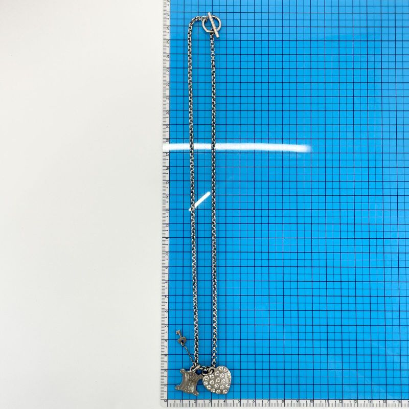 Celine Macadam Triomphe Stone Heart Necklace 24-2916s