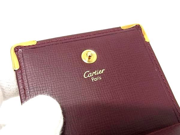 Cartier Must Line Leather Coin Case Coin Purse Men's Ladies Bordeaux