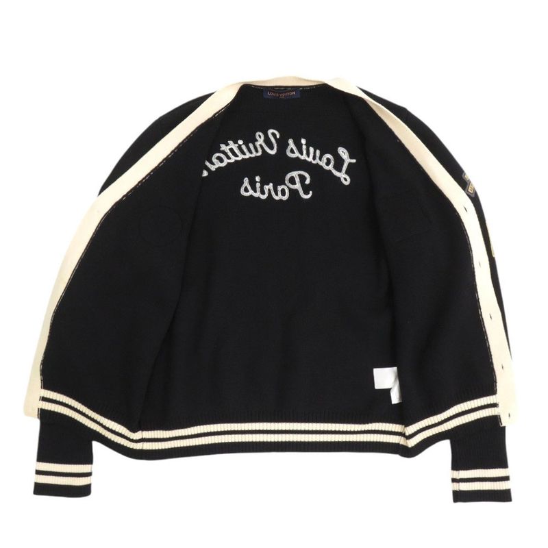 Louis Vuitton Badge Wool Size 4L Black Knitted Cardigan Black LV 0906 Louis