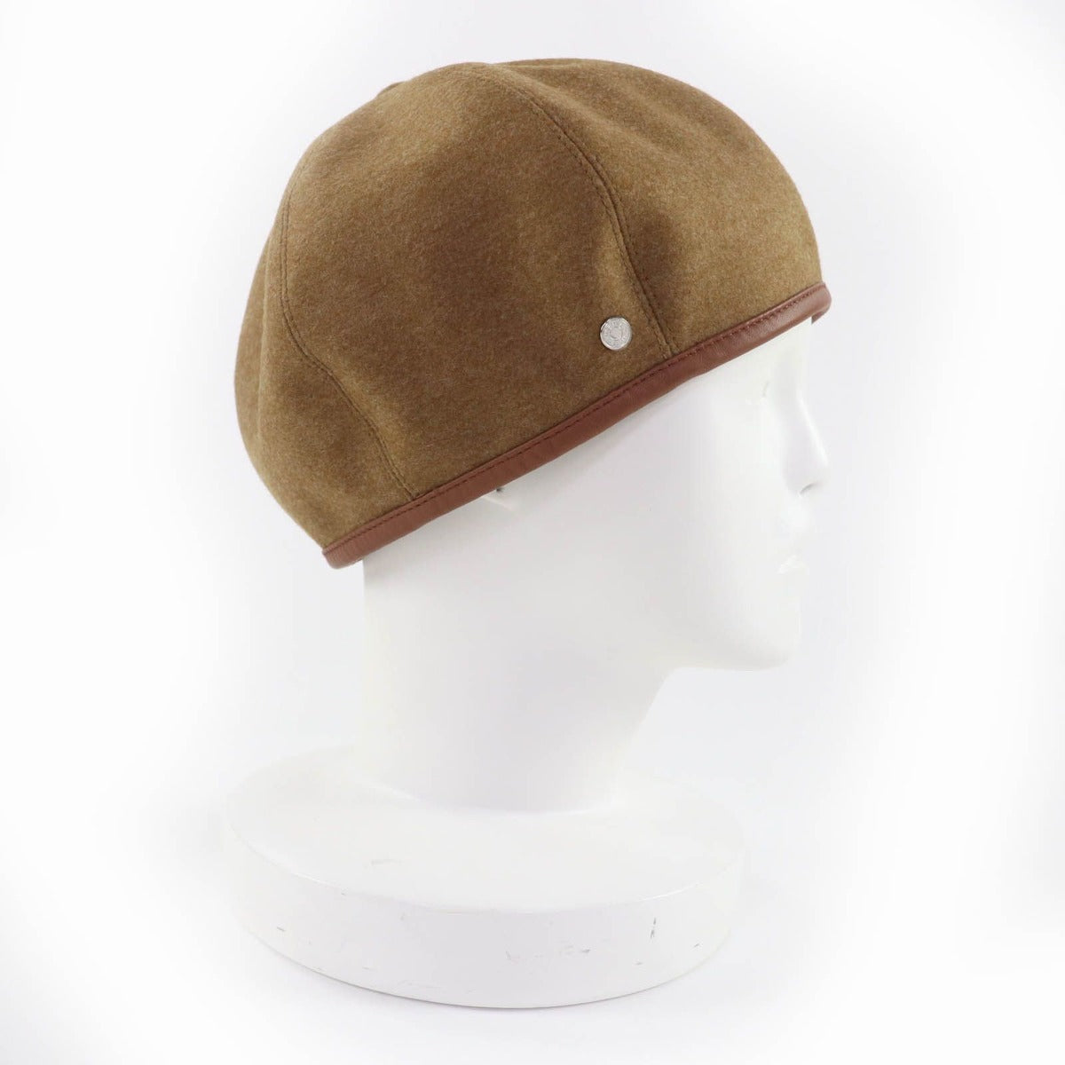 Hermes Gabriel Silver Series with Leather Beret Hat Brown 57 — view 2