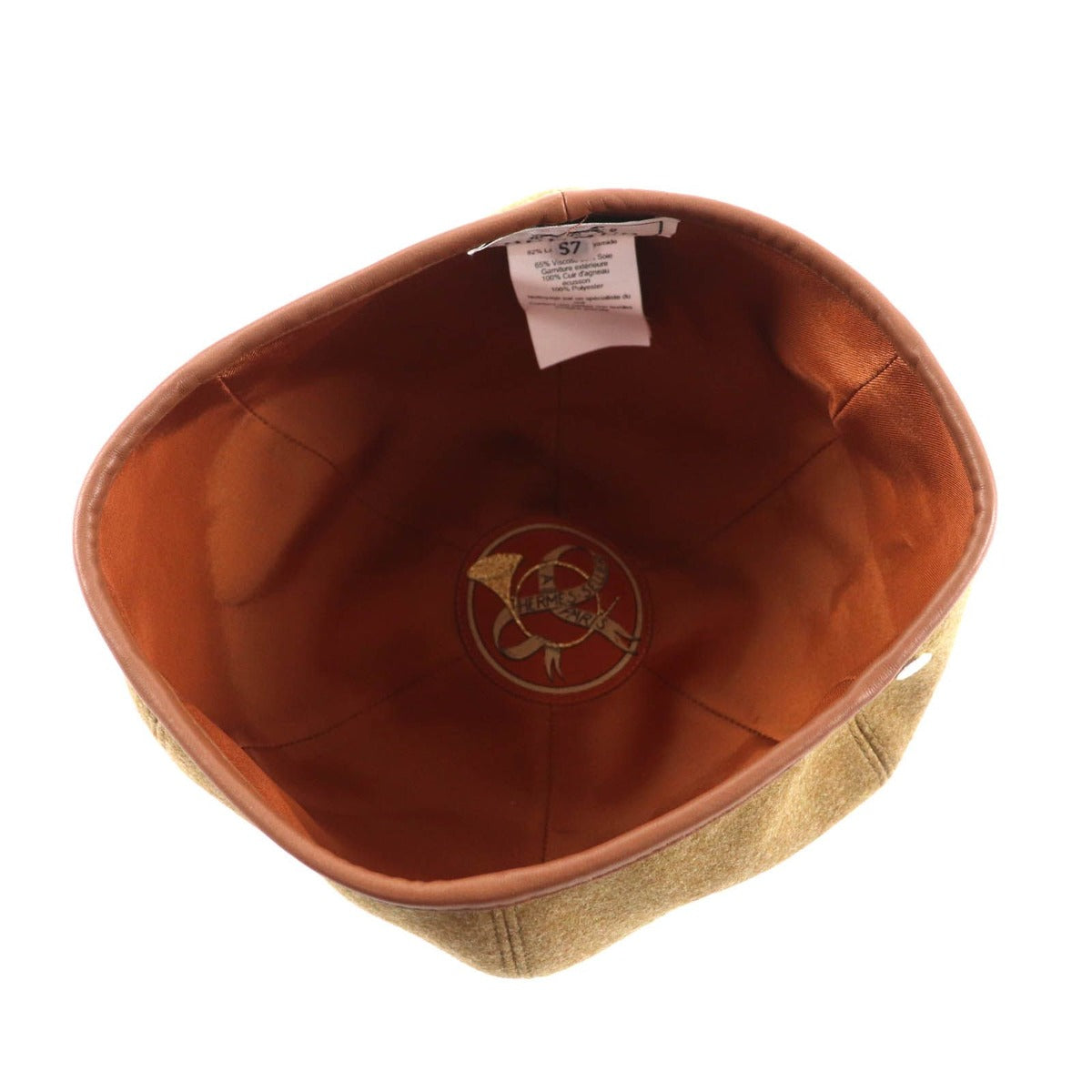 Hermes Gabriel Silver Series with Leather Beret Hat Brown 57 — view 4