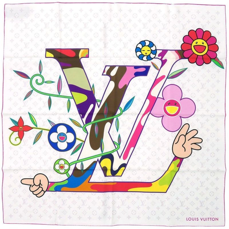 Louis Vuitton TM Carre 90 Super Flat Silk Multicolor Scarf