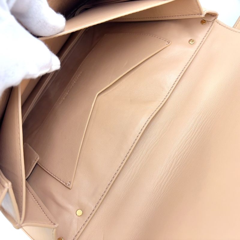 Bottega Veneta Mount Envelope 2WAY Chain Shoulder Leather Beige Handbag Gold