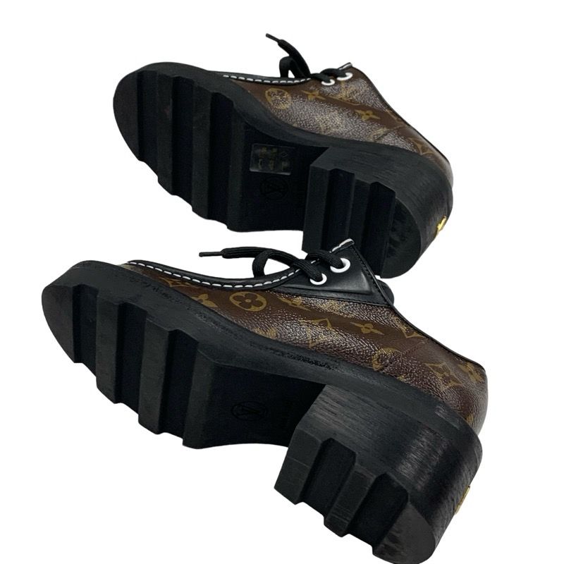 Louis Vuitton Bobur Line Monogram Loafer Leather Shoes Leather Brown Black