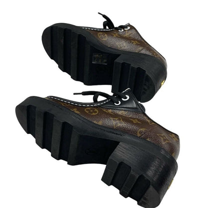 Louis Vuitton Bobur Line Monogram Loafer Leather Shoes Leather Brown Black