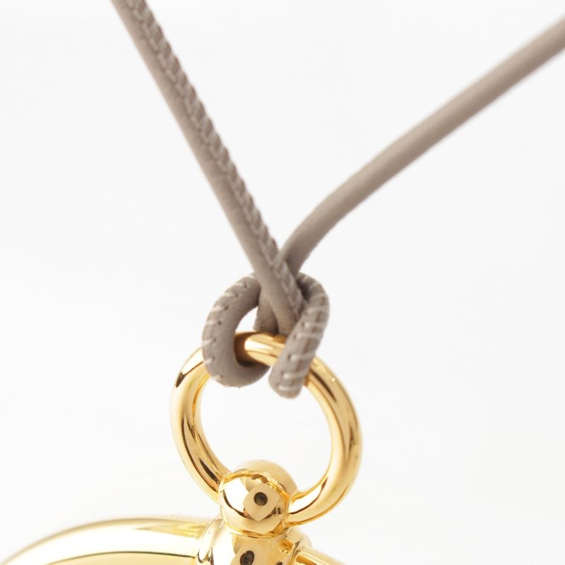 Hermes Loop Grand Vorsoft Leather Aluminum Gold Necklace Glazed Gold