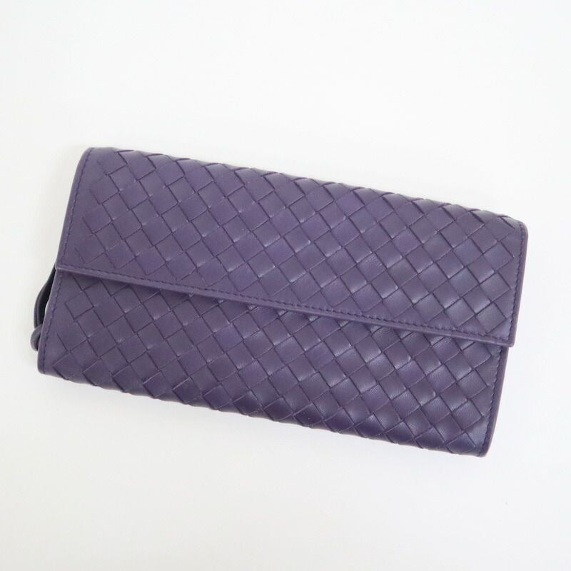 Bottega Veneta Intrecciato Wallet Purple Leather