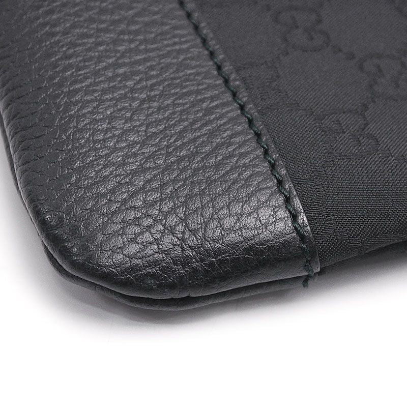 Gucci Shoulder Bag 374414 GG Canvas And Leather Black