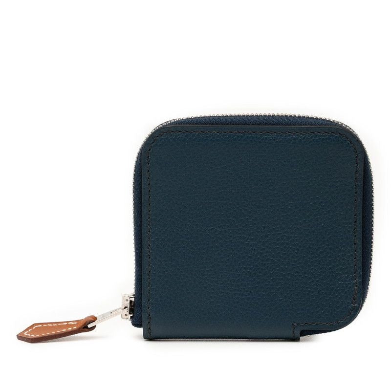 Hermes Azap Silk Quinn Compact Navy Silver Hardware Evercolor