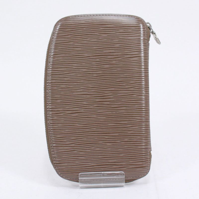 Louis Vuitton Agenda Geod Epi Lilac Leather Brown Wallet Silver M6387b