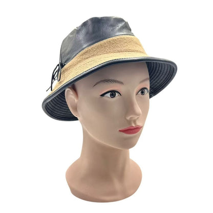 Hermes Bucket Hat Leather Cashmere 58 Black