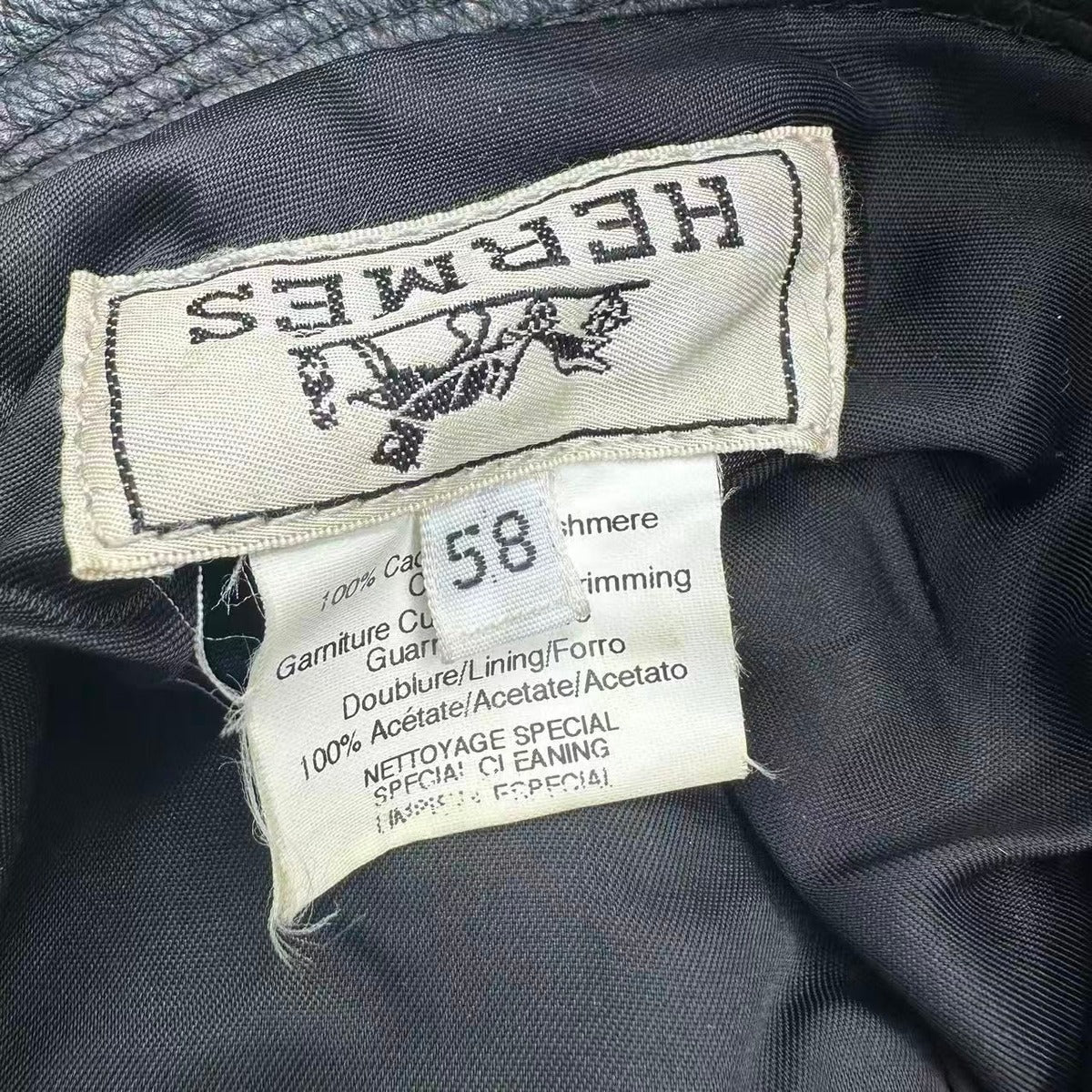 Hermes Bucket Hat Leather Cashmere 58 Black — view 6