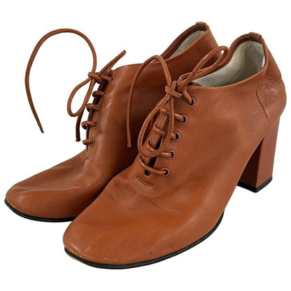 Celine ③ Leather Short Boots Women's Brown 36